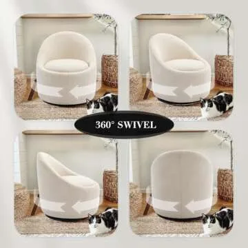 Swivel Accent Chair Barrel Chair, 360° Swivel Chair with Hidden Storage, Modern Small Round Swivel Chair, Accent Chair for Living Room/Bedroom-Beige