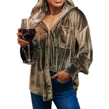 Kedera Womens Vintage Velvet Top Winter Fall Casual Long Sleeve Button Down Wedding Shirts Blouses w...