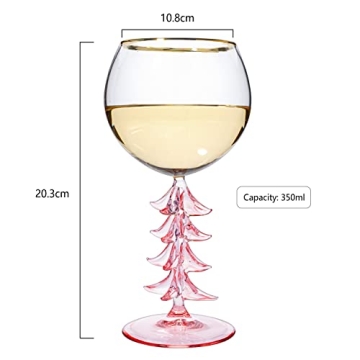 Elegant Pink Christmas Tree Stemmed Wine Glass for Celebrations