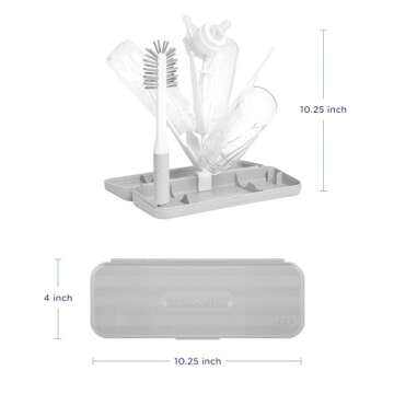 Ubbi On-The-Go Drying Rack and Brush Set, Includes Travel Case and Bottle Brush for Compact Storage,...