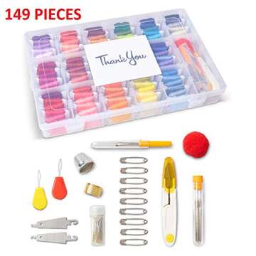Lonkiktik Embroidery Floss Kit Cross Stitch Floss Kit Thread, Storage Organizer Kit Friendship Bracelets Floss and Cross Stitch Tools for String Make, Hand Embroidery, Knitting and Sewing gifts