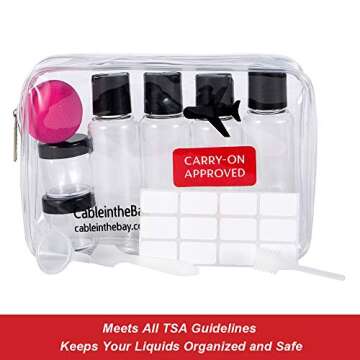 TSA Approved Clear Travel Toiletry Bag-Quart Sized with Zipper-Airport Airline Compliant Bag/Bottles-Men's/Women's 3-1-1 Kit (Makeup Dobber)