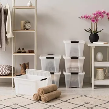 IRIS USA 32 Qt Stackable Plastic Storage Bins with Lids