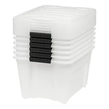 IRIS USA 32 Qt Stackable Plastic Storage Bins with Lids