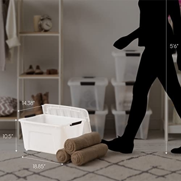 IRIS USA 32 Qt Stackable Plastic Storage Bins with Lids