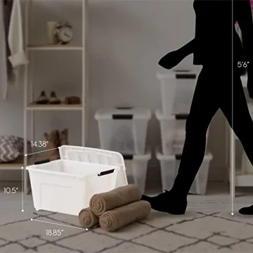 IRIS USA 32 Qt Stackable Plastic Storage Bins with Lids