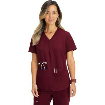 Fabletics Women's Method 2-Pocket Scrub Top - MotionTech, 4-Way Stretch, Wrinkle-Resist & Anti-Shrin...