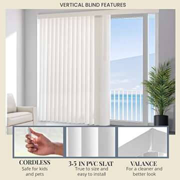 CHICOLOGY Vertical Blinds , Door Blinds & Shades , Blackout Window Shade , Vertical Blinds for Doors , Sliding Blinds Oxford White (Vinyl) 78"W X 84"H