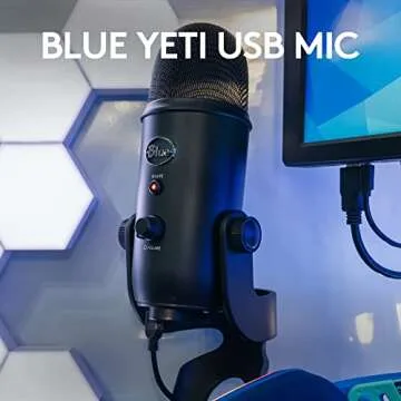 Logitech for Creators Blue Yeti Game Streaming Kit with Yeti USB Gaming Mic, Streaming, Twitch, Discord, Studio Quality Sound, Exclusive Streamlabs Themes, Custom Blue Pop Filter, PC/Mac/PS4/PS5