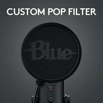 Logitech for Creators Blue Yeti Game Streaming Kit with Yeti USB Gaming Mic, Streaming, Twitch, Discord, Studio Quality Sound, Exclusive Streamlabs Themes, Custom Blue Pop Filter, PC/Mac/PS4/PS5