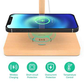 ForTidy Headphone Stand Wood for Desk with Wireless Charger Gaming Headset Stand Holds Dual Universa...