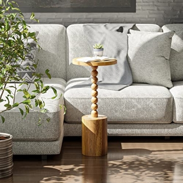 LONYKE Rustic Wood Drink Table for Small Spaces