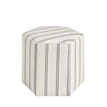 MARTHA STEWART Ellen Accent Ottoman - Solid Wood Frame, Soft Fabric, Hexagonal Small Stool Chair - M...