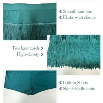 ELLYDOOR Fringe Dance Skirt Mini Shorts for Women Teens