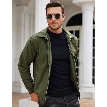 Stylish COOFANDY Light Fall Corduroy Bomber Jacket