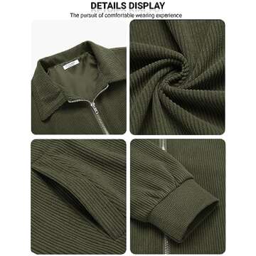 Stylish COOFANDY Light Fall Corduroy Bomber Jacket