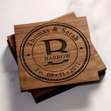 Personalized Coasters for Anniversary Gifts, Wedding Gifts, or Personalized Wooden Coster Sets | Cho...