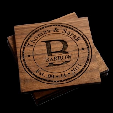 Personalized Coasters for Anniversary Gifts, Wedding Gifts, or Personalized Wooden Coster Sets | Choose Coaster Set Size (2, 4, 6, 8, 16) | Handmade Wooden Coasters for Drinks