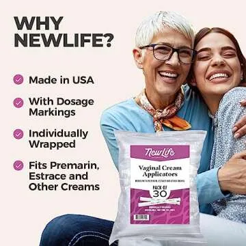 Disposable Plastic Vaginal Applicator Pack: Hygienic Threaded Injector to Fit Preseed Lubricant, Estrace, Personal Lube and OTC Gel or Cream Products - With Dosage Measurements - 30 Pack