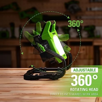 Greenworks 24V LED Work Light with 2000 Lumens and Tripod Mount