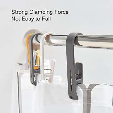 12 Pcs Large Clothes Pins Towel Clips, Multipurpose Clothes Pins Hook, Strong Plastic Clothes Hanger. S Hook for Shower Curtain Laundry Clothes pins