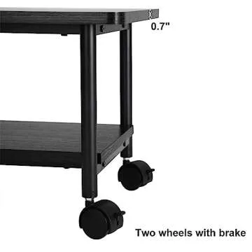 VASAGLE Industrial Under Desk Printer Stand, 2-Tier Mobile Machine Cart with Shelf, Heavy Duty Storage Rack for Office and Home, Black UOPS02B
