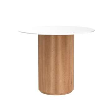 BIGMAII 47in Pine Wood Marble Dining Table for Home