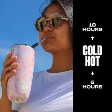 S'well Stainless Steel Tumbler with Straw and Slide-Open Lid, 24oz, Geode Rose, Triple Layered Vacuu...