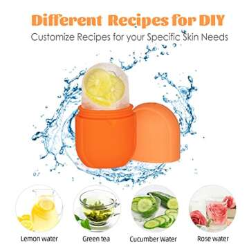 Ice Roller for Face and Eye, Upgrated Ice Face Roller Puffiness Relief Ice Roller Skin Care Tools, Ice Facial Cube, Gua Sha Face Massage, Silicone Ice Mold for Face Beauty ( Orange)