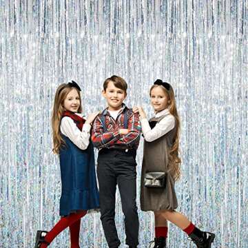 GOER 3.2 ft x 9.8 ft Metallic Foil Fringe Curtains for Parties