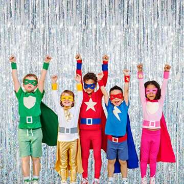 GOER Metallic Tinsel Foil Fringe Curtains for Parties