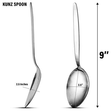 BNAZIND Kunz Spoons |18/10 Stainless Steel Plating Spoon | Basting Spoon | Quenelle Chef Spoon |Cooking Utensils Spoon | Dinner Serving Spoon