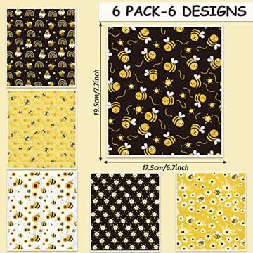 Whaline Bee Swedish Kitchen Dishcloth 6 Pack Bumble Bee Daisy Dish Towels Yellow Black Hand Drying T...