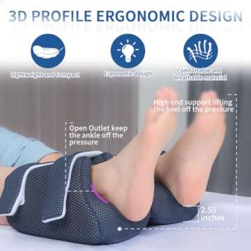 EZ Assistive Heel Protector Cushion Foot Pillow Remove Pressure, A Heel Protection Foot Wedge Pillow to Relief Pressure from Sores and Ulcers