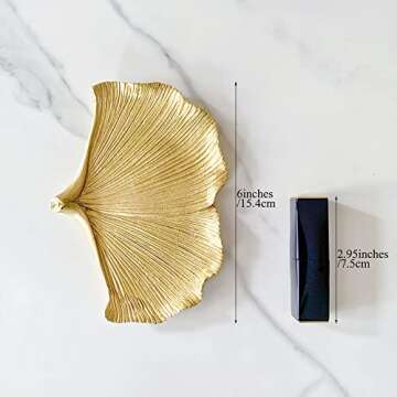 Elegant Leaf Shaped Jewelry Dish, Hand-Painted Resin Trinket Holder