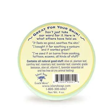 Island Soap & Candle Works Surfer's Salve - All Natural Skin Soothing Balm - Moisturizing Anti-Chafi...