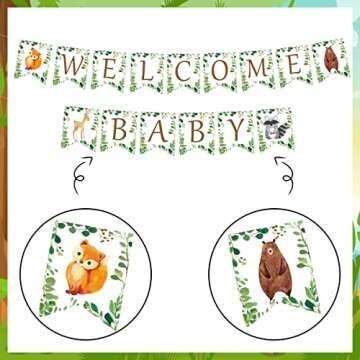 Woodland Welcome Baby Banner for Adorable Baby Showers