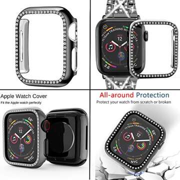 SUPOIX Bling Apple Watch Band 44mm with Case