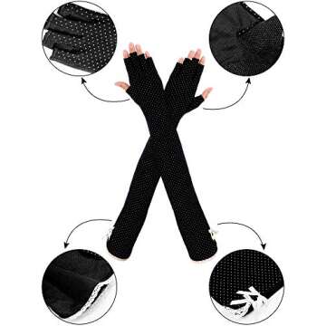 Chuangdi 2 Pairs Women UV Sun Protection Driving Gloves Touchscreen Arm Sun Block Gloves for Outdoor Sports Summer Supplies (Color Set 3)