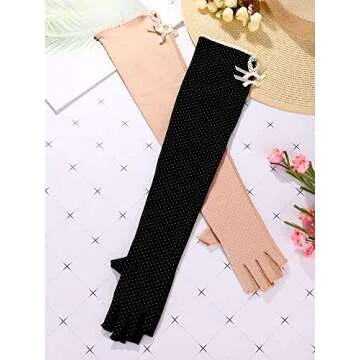 Chuangdi 2 Pairs Women UV Sun Protection Driving Gloves Touchscreen Arm Sun Block Gloves for Outdoor Sports Summer Supplies (Color Set 3)