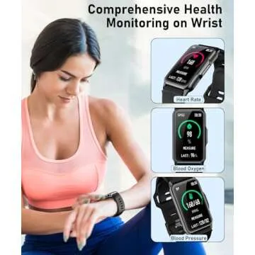 Smart Watch Fitness Tracker with 24/7 Heart Rate, Blood Oxygen Blood Pressure Monitor Sleep Tracker 120 Sports Modes Activity Trackers Step Calorie Counter IP68 Waterproof for Andriod iPhone Women Men