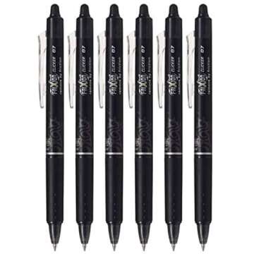 Pilot FriXion Ball Clicker Retractable Erasable Gel Pen, Fine Point, 0.7mm, Black Ink, 6 Count