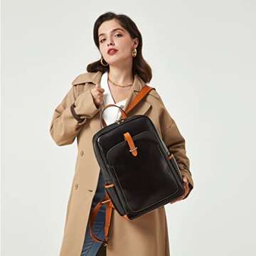 BOSTANTEN Leather Laptop Backpack for Women,15.6 inch Computer Backpack Purse College Daypack Work T...