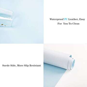 Non-Slip Leather Desk Mat, Desk Mouse Pad, Waterproof PVC Leather Desk Table Protector, Large Desk Blotter, Easy Clean Laptop Desk Writing Mat for Office/Work/Home/Decor(Sky Blue, 35.4" x 17")