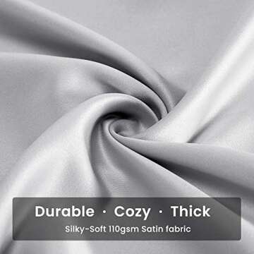 SLEEP ZONE Satin Pillowcase for Hair and Skin (Sliver Grey, 20x40 Inches) - Nanotex® Ultra Soft Silky Pillowcase Set of 2 - Satin Pillow Covers with Envelope Closure - Gift Choice for Girls and Women