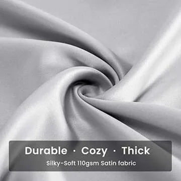 SLEEP ZONE Satin Pillowcase for Hair and Skin (Sliver Grey, 20x40 Inches) - Nanotex® Ultra Soft Silky Pillowcase Set of 2 - Satin Pillow Covers with Envelope Closure - Gift Choice for Girls and Women