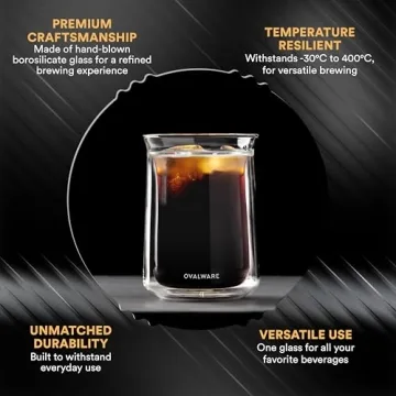 OVALWARE Double Wall Insulated Glass Cup Set - Durable & Elegant