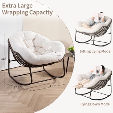 Villeston Outdoor Papasan Rocking Chair for Indoor and Outdoor Comfort