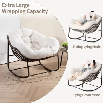 Villeston Outdoor Papasan Rocking Chair for Indoor and Outdoor Comfort