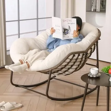 Villeston Outdoor Papasan Rocking Chair for Indoor and Outdoor Comfort